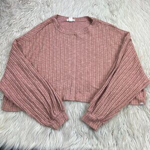 Billabong Women's Oversized Ribbed Cropped Long Sleeve Top